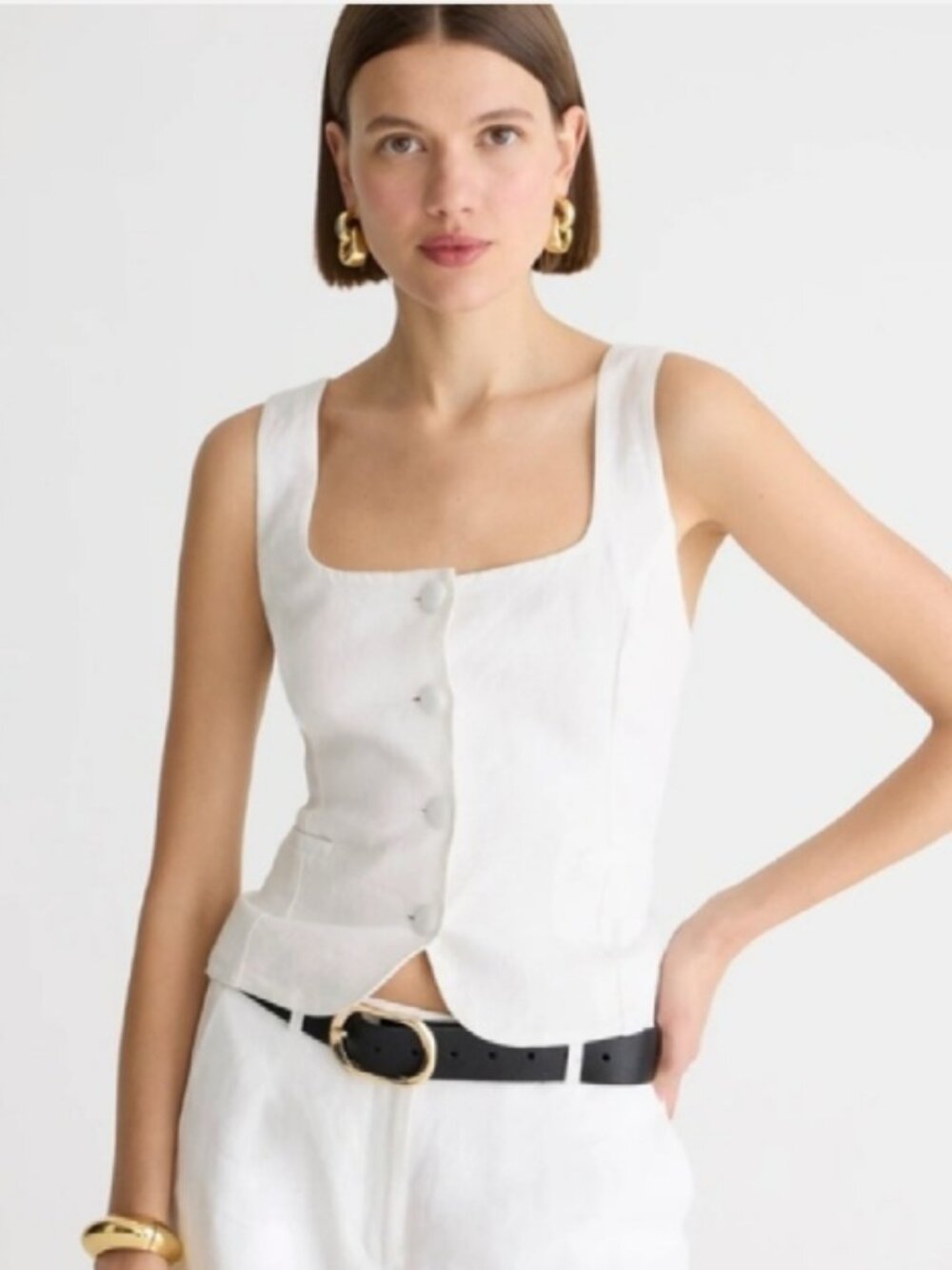 J. Crew Scoopneck Linen Blend Vest 12